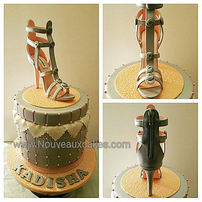 Sexy Silver and Peach Sandal Sugar Shoe  - Cake by Thecakecobbler