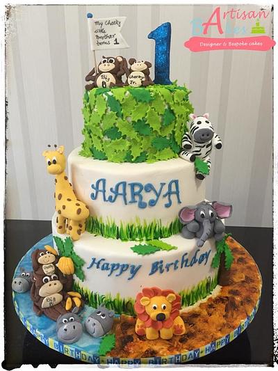 Cheeky Brothers in Jungle - Cake by Artisan Bakes