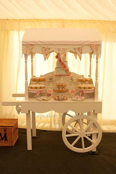 Vintage Wedding Cart Dessert Table - Cake by Cupcakes by Amanda