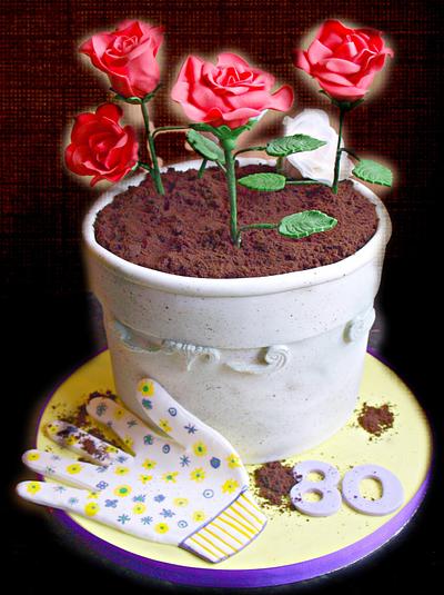Rose plant pot - Cake by Deb-beesdelights
