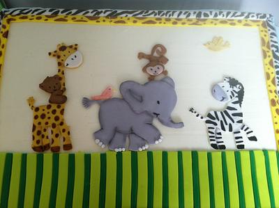 zoo animals baby shower - Cake by Karen Seeley