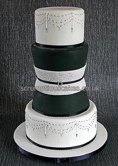 Black and White Tapered Wedding Cake - Cake by Scrumptious Cakes