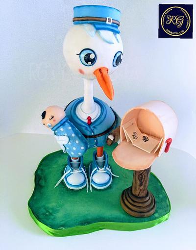 Stork babyshower cake - Cake by Radha's Bespoke Bakes 