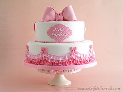 Pink Ruffles Baptism Cake - Cake by Make Fabulous Cakes