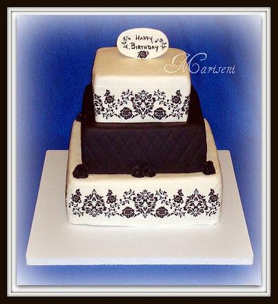 Black & White Damask Birthday Cake - Cake by Slice of Sweet Art