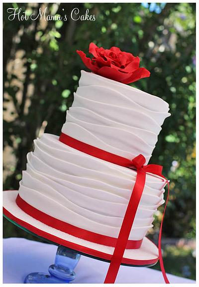Red and White Wedding - Cake by Hot Mama's Cakes