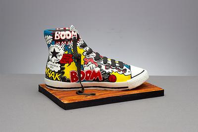 Kapow!! Comic Inspired Converse Trainer by The Honeybee Cakery... - Cake by The Honey Bee Cakery