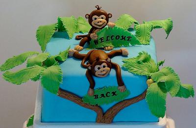 Monkey Cake & Cupcake Tower - Cake by BellaCakes & Confections