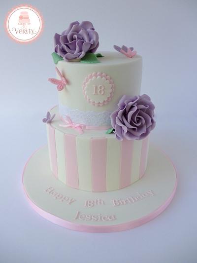 Stripes and Roses - Cake by Cakes by Verity