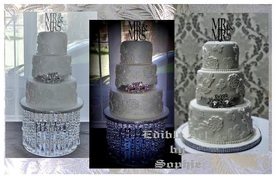 White ,silver and lace  - Cake by sophia haniff