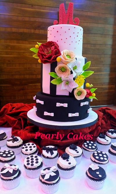 Red, Black & White Cake - Cake by Pearly Cakes 