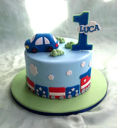 Little train and car themed birthday cake - Cake by Essence of sugar