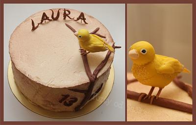 Creme cake with canary - Cake by cakebysaska