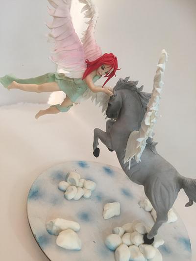 a fairy and a horse topper - Cake by michal katz