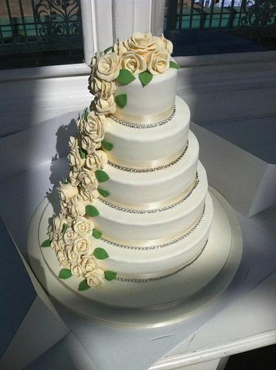 Cascading chocolate roses wedding cake - Cake by Donna