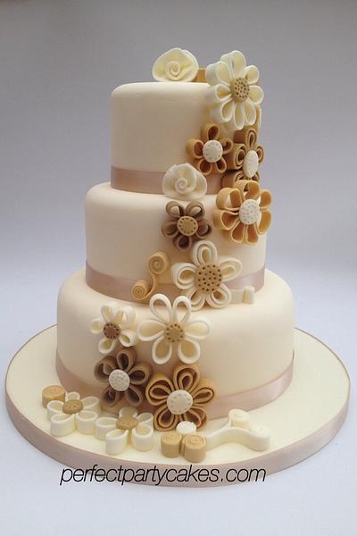 Quilled Flower wedding cake - Cake by Perfect Party Cakes (Sharon Ward)