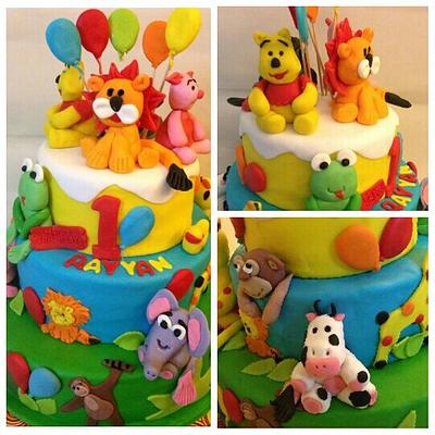 pooh in d jungle first bday cake  - Cake by vAnilaGirl
