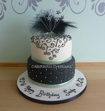 Black & white Cake with Scroll detail. - Cake by Caketastic Creations