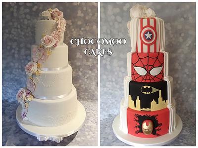 Half superhero and half wedding cake - Cake by Chocomoo