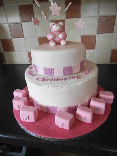 Teddy bear christening cake  - Cake by Lisa sweeney 