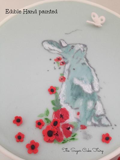 Painted Cake: Poppies & Rabbits - Cake by The Sugar Cake Fairy