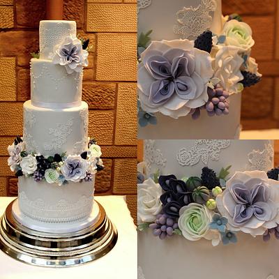 Dove Grey and Florals - Cake by Rosewood Cakes