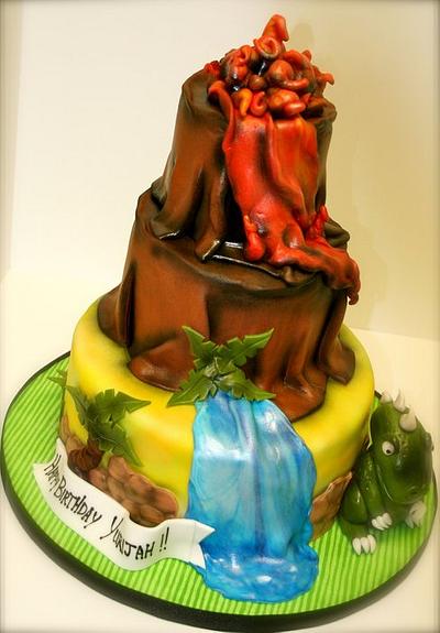 Dinosaur with Volcano - Cake by Stacy Lint