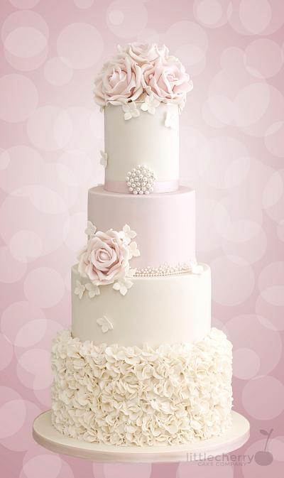 Pink and Ivory Ruffle Cake - Cake by Little Cherry