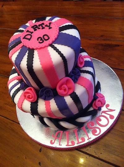 Allison's Dirty 30 Topsy-Turvy - Cake by Kendra
