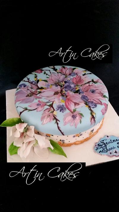 Magnolias Gift Box cake - Cake by Shree