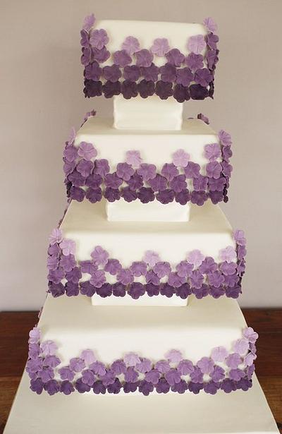 Kirsty 4 Tier Square Blocked Wedding Cake - Cake by Scrummy Mummy's Cakes