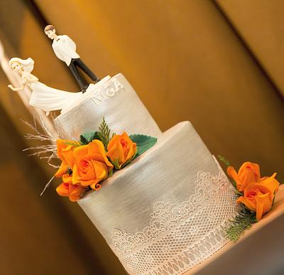 orange roses wedding cake - Cake by Amaliacakes