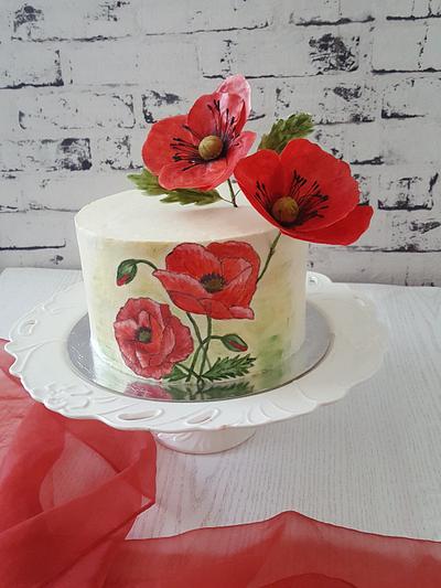 Painted Poppies Cake - Cake by Suzi Suzka