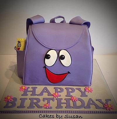 Dora's backpack and map.  - Cake by Skmaestas