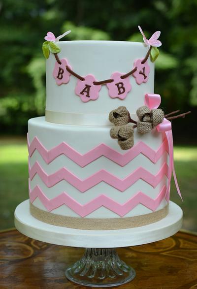 Burlap Baby Shower Cake - Cake by Elisabeth Palatiello
