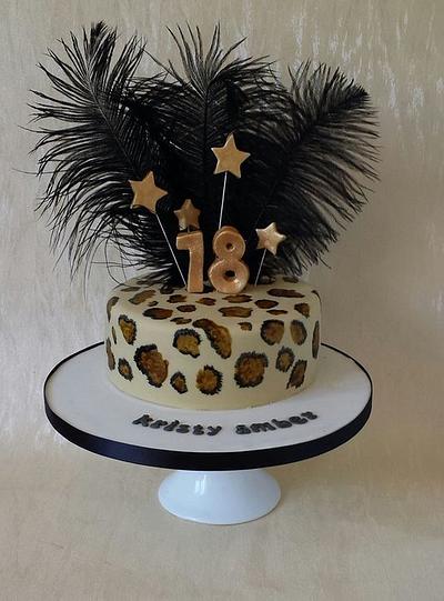 Handpainted Leopard Print cake with feathers  - Cake by Bert's Bakes