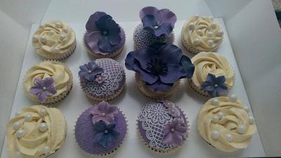 Purple Floral Lace Cupcakes - Cake by Lindsay