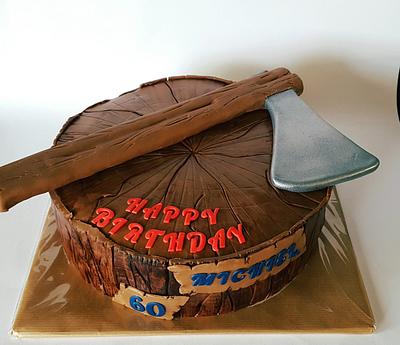 Lumberjack cake with axe - Cake by taartenlab1975