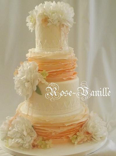 peach wedding cake - Cake by cindy
