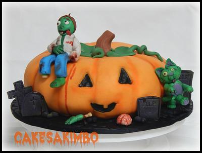 HALLOWEEN PUMPKIN FEATURING ZOMBIE KITTY - Cake by Andy Cat