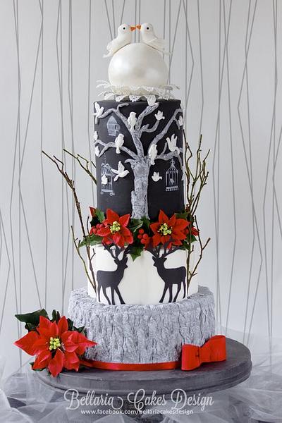 Bells, Bows and Birds Holiday Wedding - Cake Central Volume 4 Issue 12  - Cake by Bellaria Cake Design 