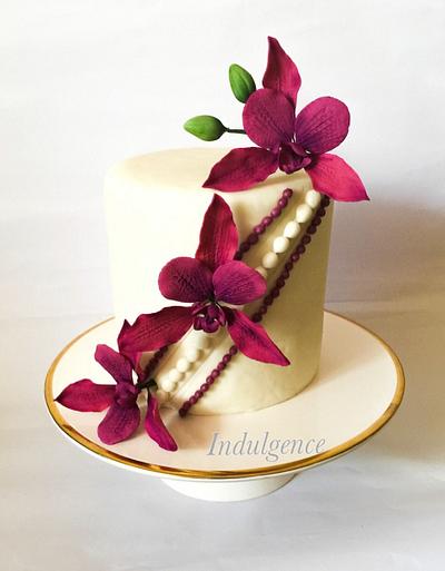 Fuchsia orchids and beads - Cake by Indulgence 