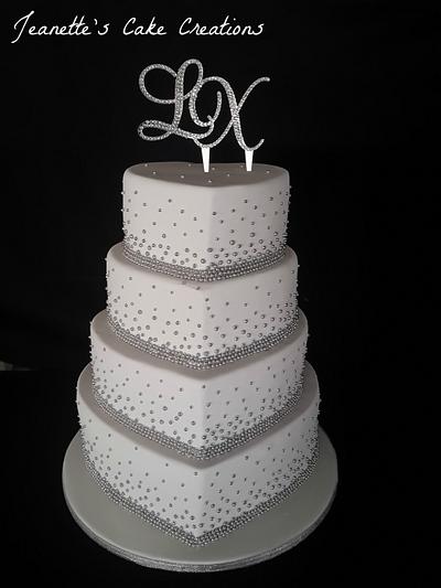 Silver and white wedding cake - Cake by Jeanette's Cake Creations and Courses