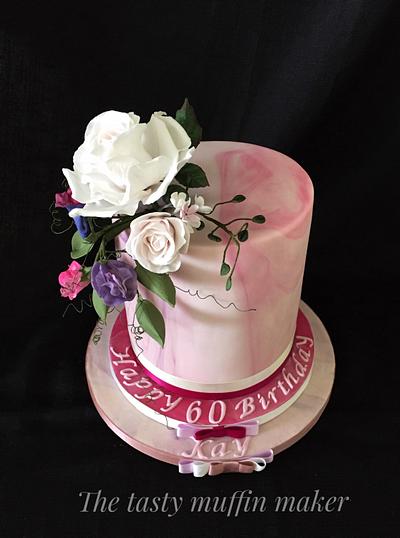 Floral marble cake  - Cake by Andrea 