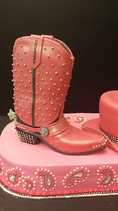 Cowgirl Boot And Hat party cake - Cake by cheryl arme