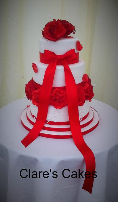 Red Ring of Roses - Cake by Clare's Cakes - Leicester