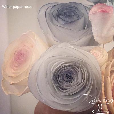 Wafer paper roses for a wedding cake - Cake by DelikArte