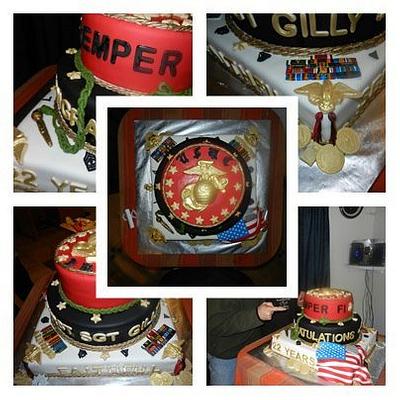 Marine Corps Retirement Cake #2 - Cake by Bella Noche Cakes
