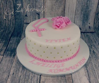 Pink Communion Cake - Cake by Zuckersüße