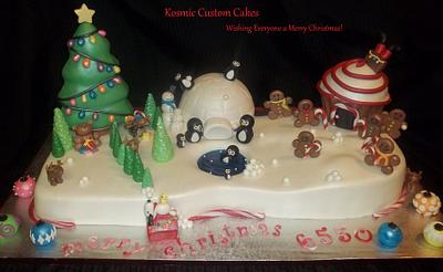 Christmas Village - Cake by Kosmic Custom Cakes